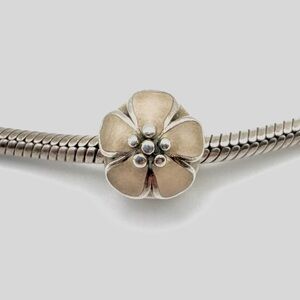 Pandora Cherry Blossom Enamel and Sterling Silver Clip Charm